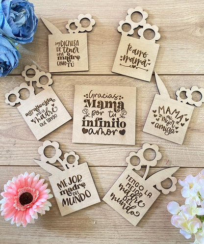 Set de porta vasos con diseños personalizados de madera República Dominicana - Felt Craft RD