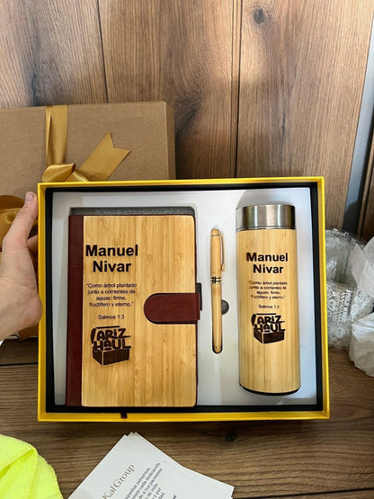 Set personalizado termo libreta y lapicero en madera - Felt Craft RD