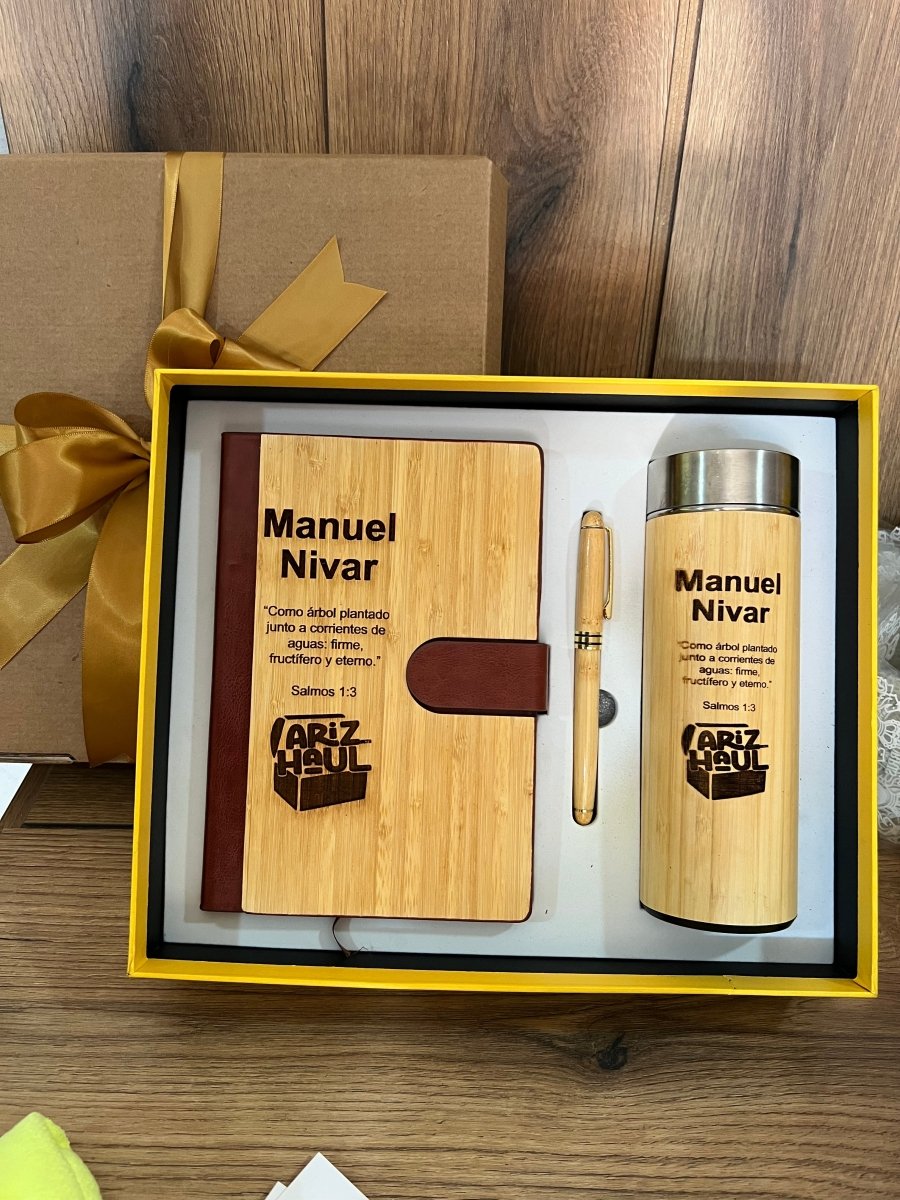 Set personalizado termo libreta y lapicero en madera - Felt Craft RD