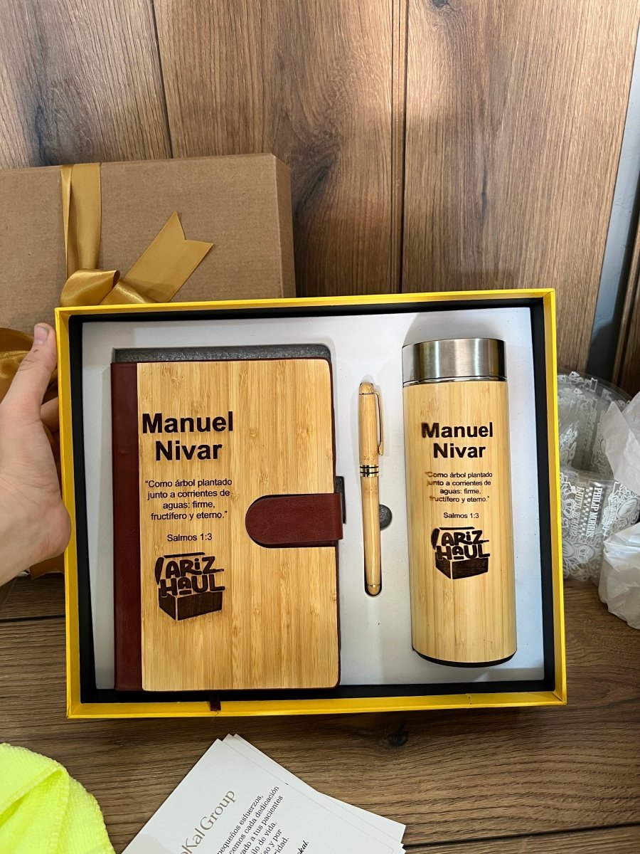 Set personalizado termo libreta y lapicero en madera - Felt Craft RD