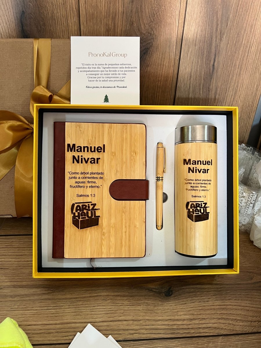 Set personalizado termo libreta y lapicero en madera - Felt Craft RD