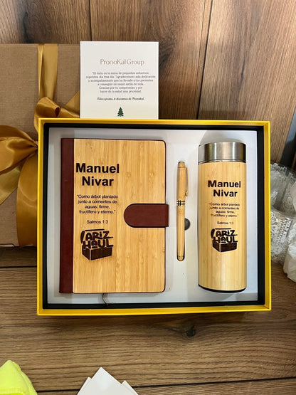 Set personalizado termo libreta y lapicero en madera - Felt Craft RD