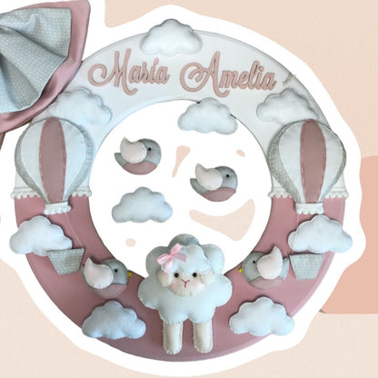 Sheep felt nursery decor hanger - Felt Craft RD