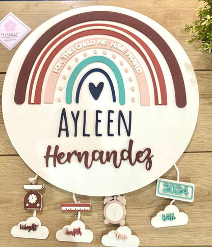 Shining Rainbow Clouds baby Girl Pink nursery decor - Felt Craft RD