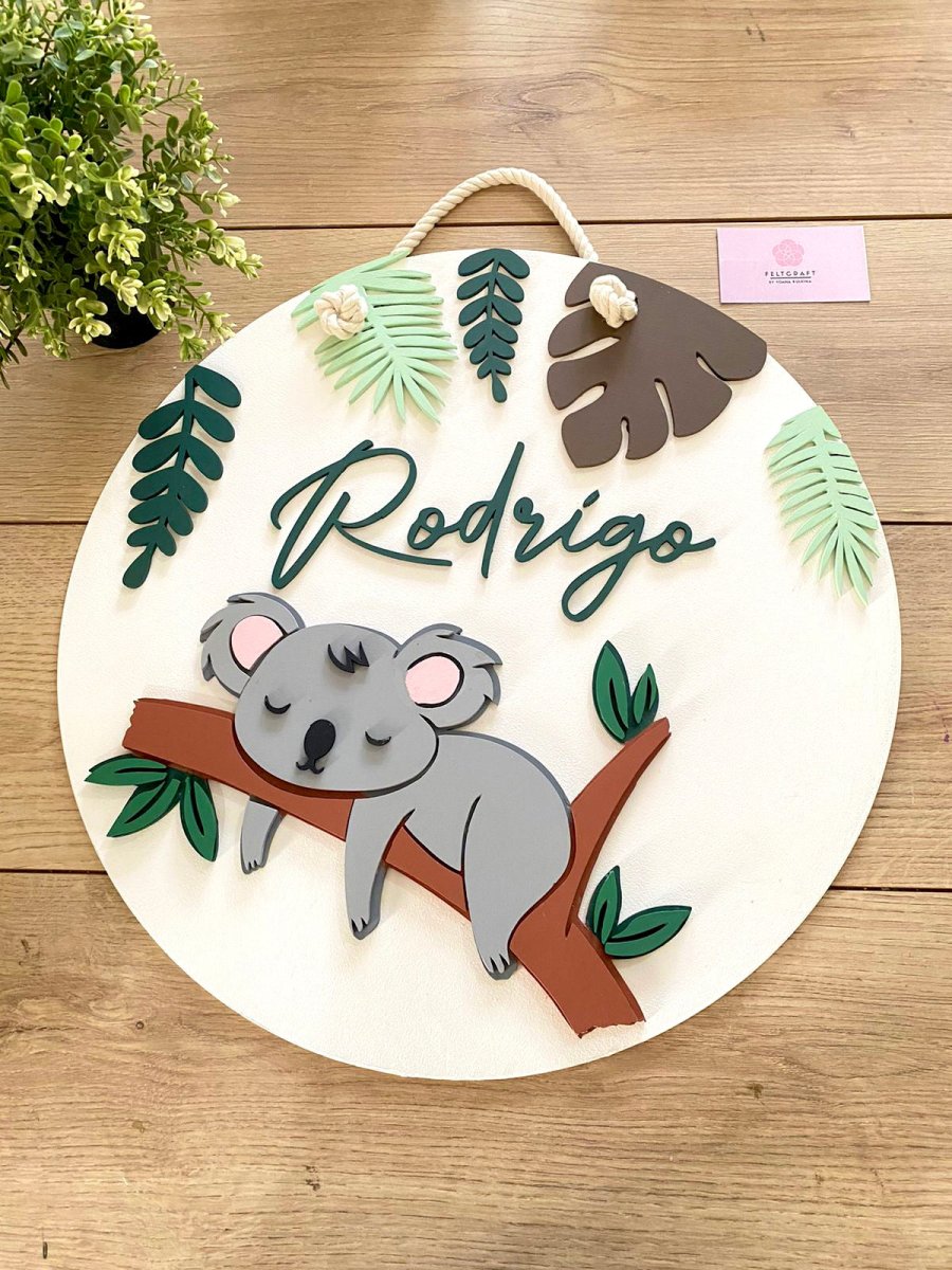 Sleeping Koala Baby boy mobile hanger - Felt Craft RD