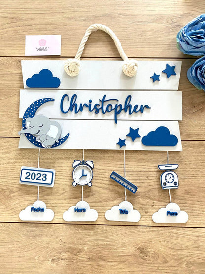 SleepingElephant Dreams Baby Boy Wall Hanging - Felt Craft RD