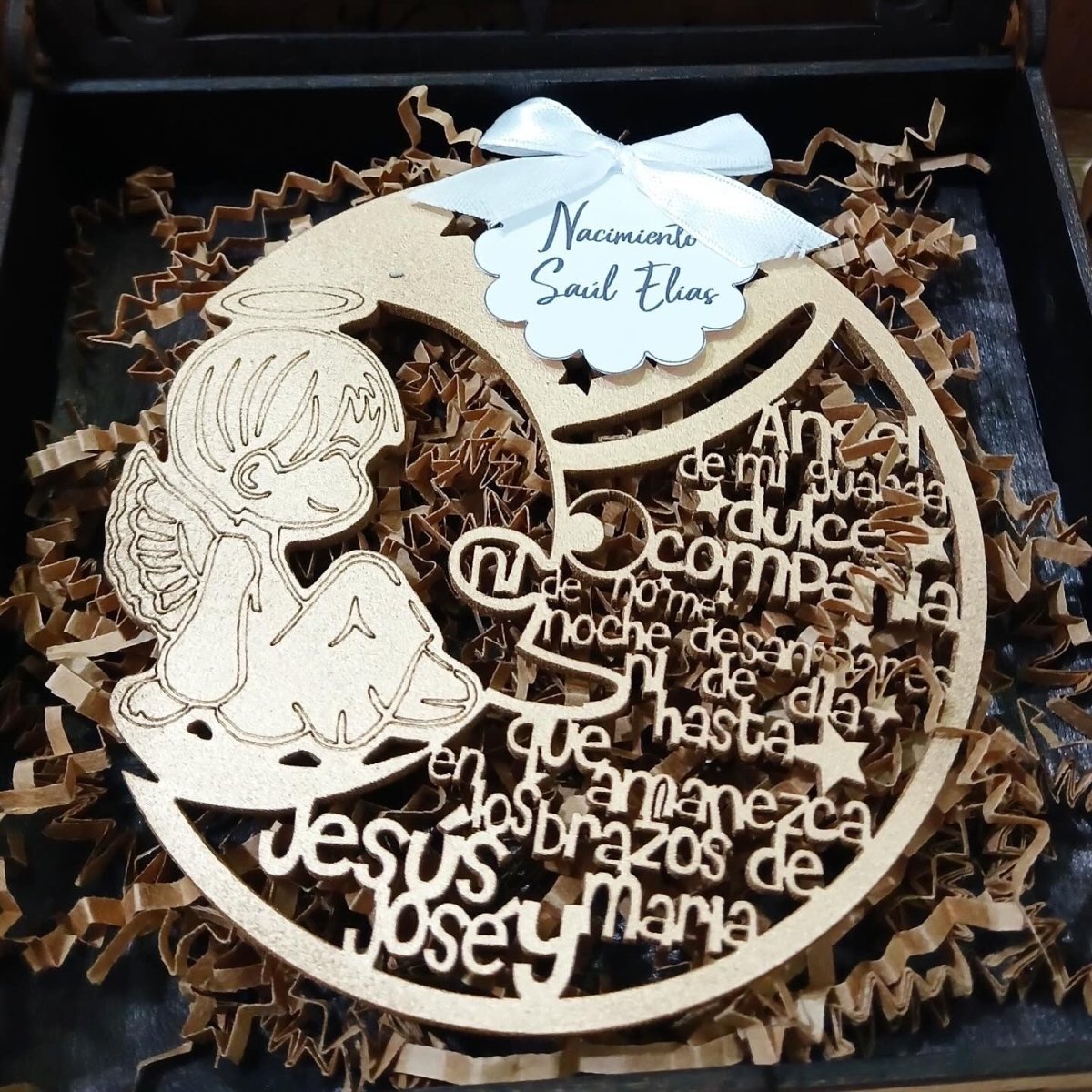 Souvenir con ángel y mensaje personalizado para regalo de bautizo - Felt Craft RD