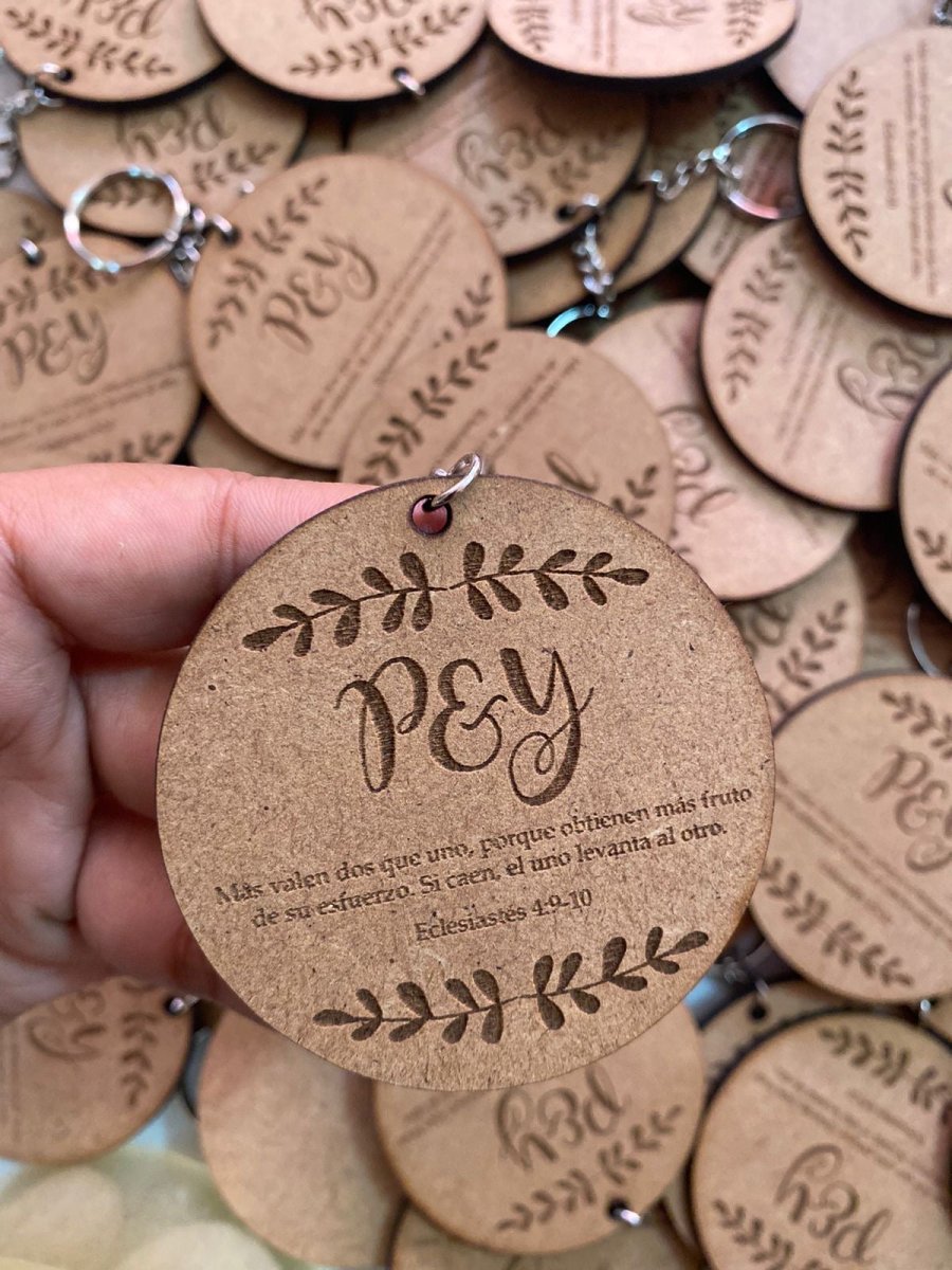 Souvenir de Llaveros personalizados para regalo de boda de madera - Felt Craft RD