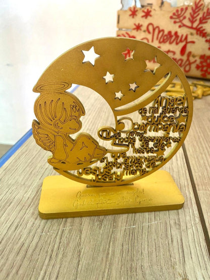 Souvenir de mesa de ángel dorado personalizado para bautizo - Felt Craft RD