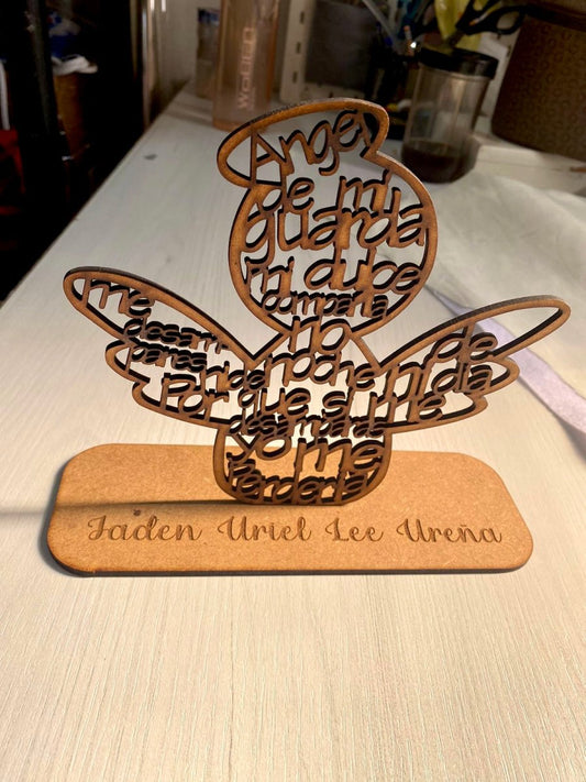 Souvenir de mesa de ángel personalizado en madera Santo Domingo - Felt Craft RD