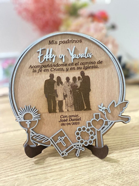 Souvenir de padrinos personalizado en madera para regalo Santo Domingo - Felt Craft RD