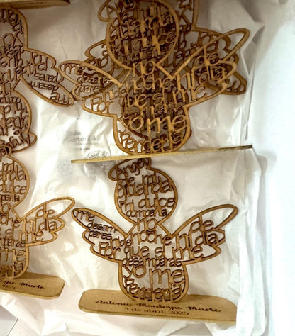 Souvenir para bautismo forma de angel en madera personalizado - Felt Craft RD