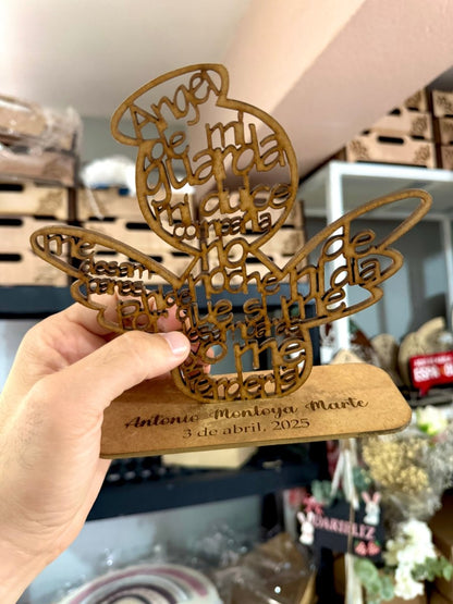 Souvenir para bautismo forma de angel en madera personalizado - Felt Craft RD