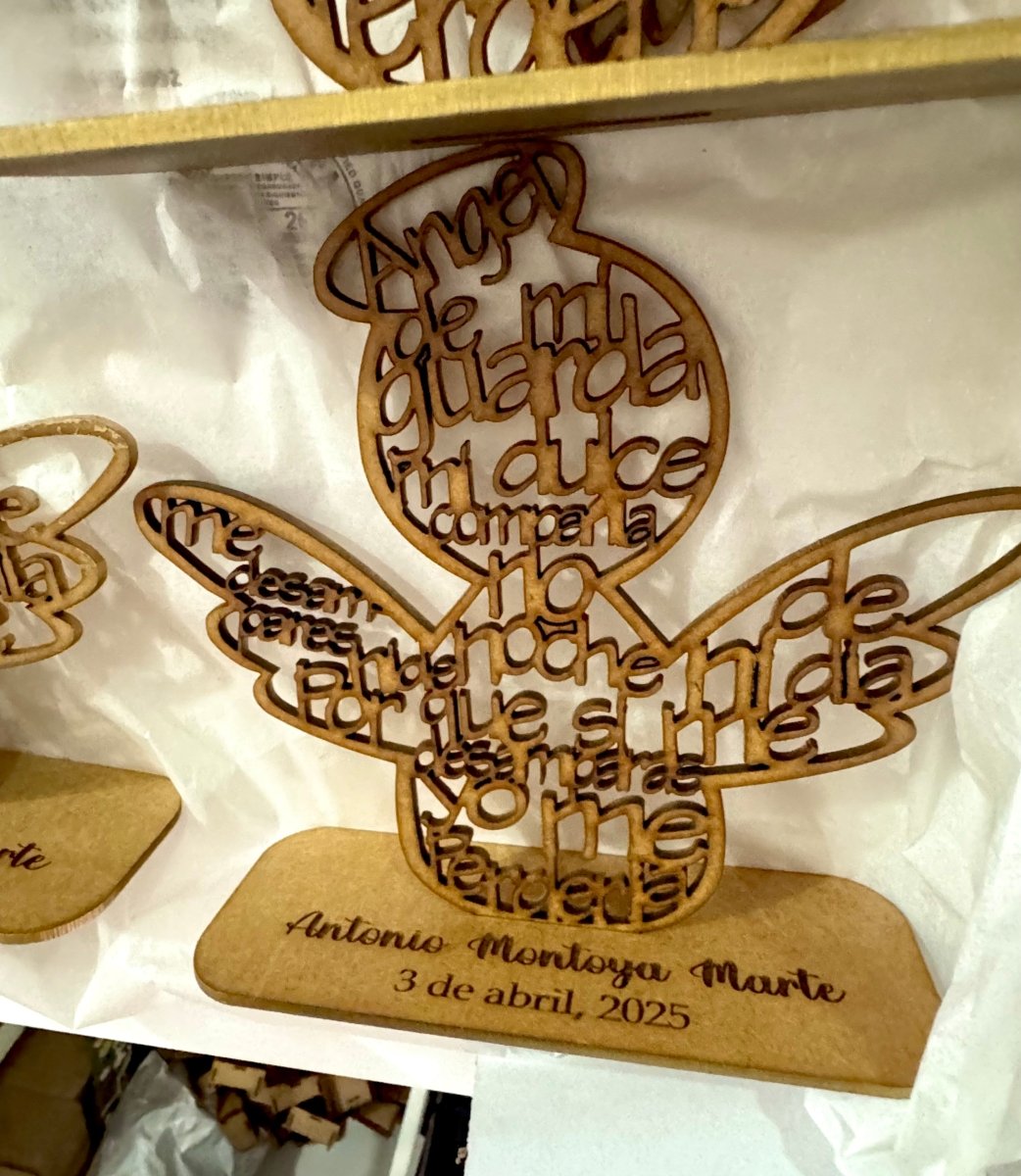 Souvenir para bautismo forma de angel en madera personalizado - Felt Craft RD