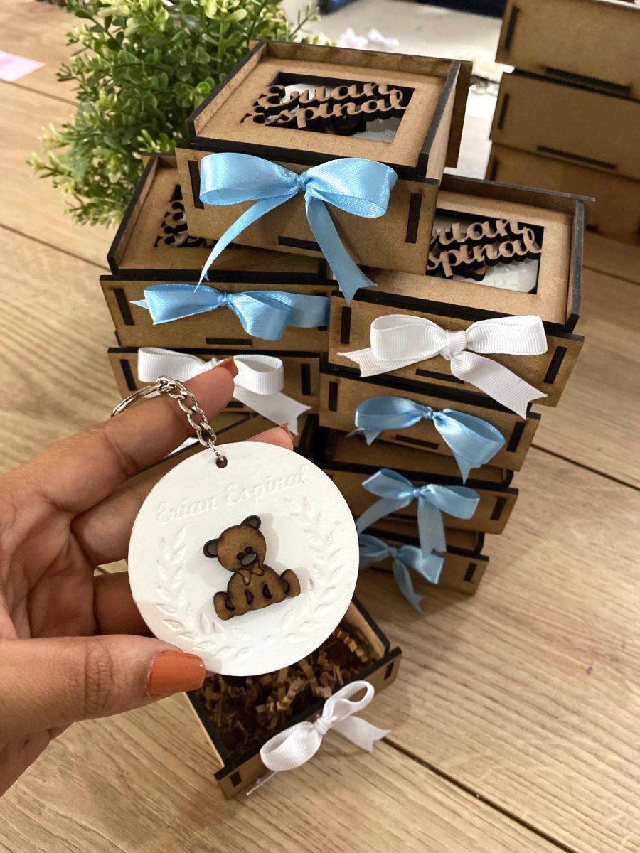 Souvenirs de caja y llavero para baby shower personalizados - Felt Craft RD