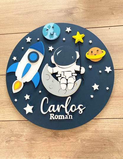 Space themed nursery Baby Boy Wall Hanging - Felt Craft RD