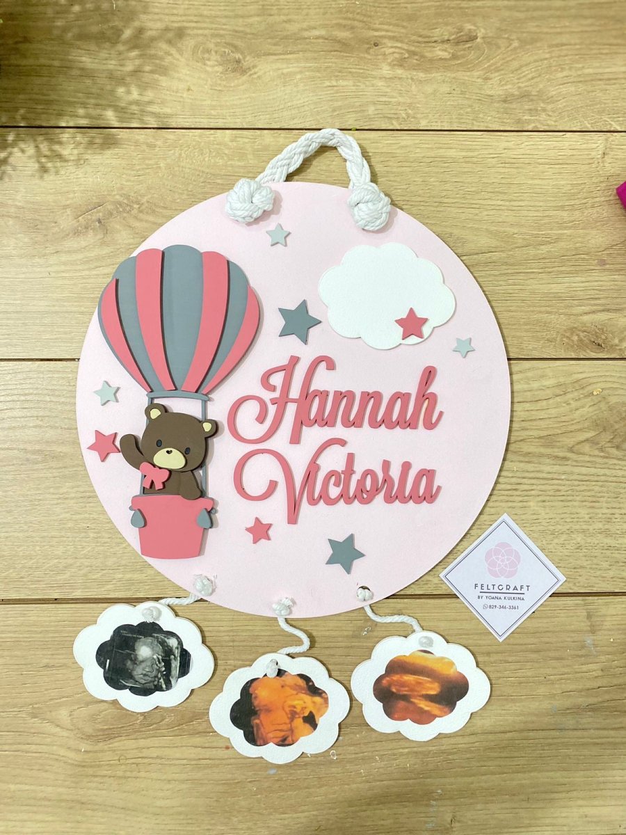 Traveling Bear above Crib Hot Air balloon girl - Felt Craft RD