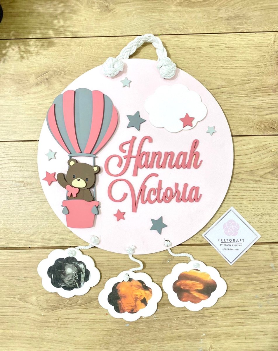 Traveling Bear above Crib Hot Air balloon girl - Felt Craft RD