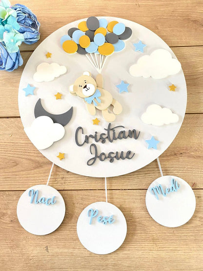 Traveller Bear Baby Boy Wall Hanging - Felt Craft RD