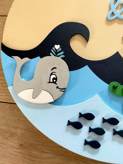 Turtle & Whale Baby boy mobile hanger - Felt Craft RD