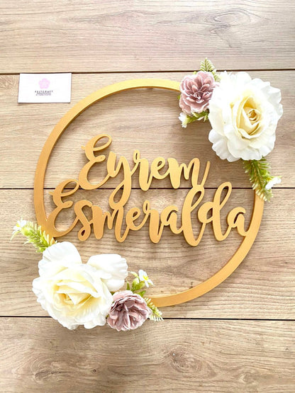 White Roses Flowers Baby girl door Hanger - Felt Craft RD