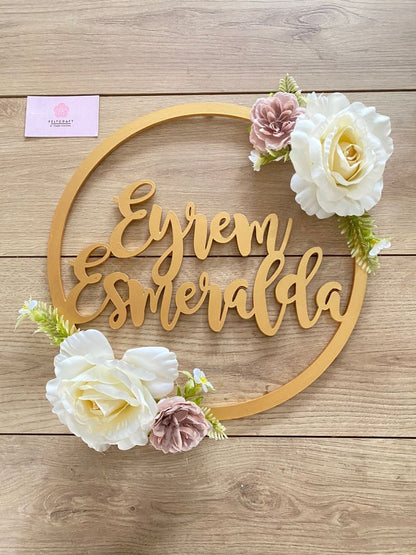 White Roses Flowers Baby girl door Hanger - Felt Craft RD