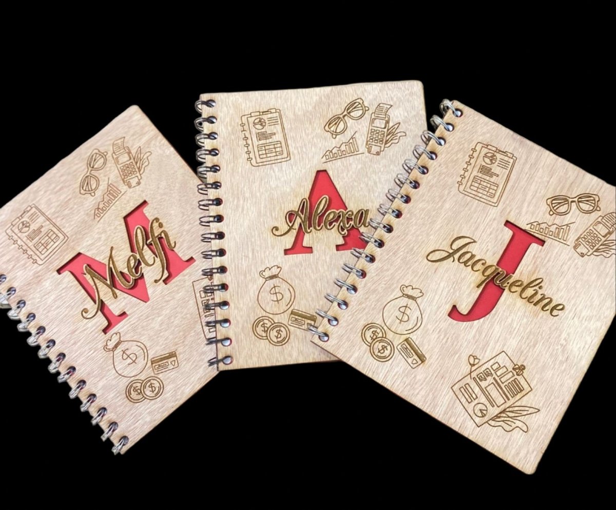Wooden custom engraved notebook - Felt Craft RD