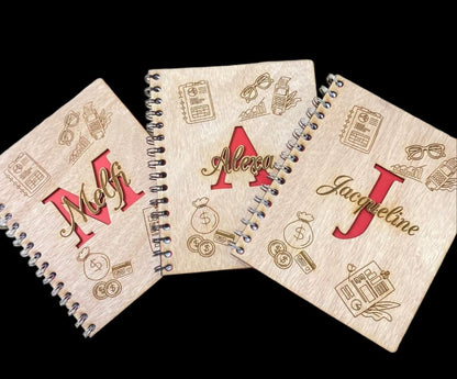 Wooden custom engraved notebook - Felt Craft RD