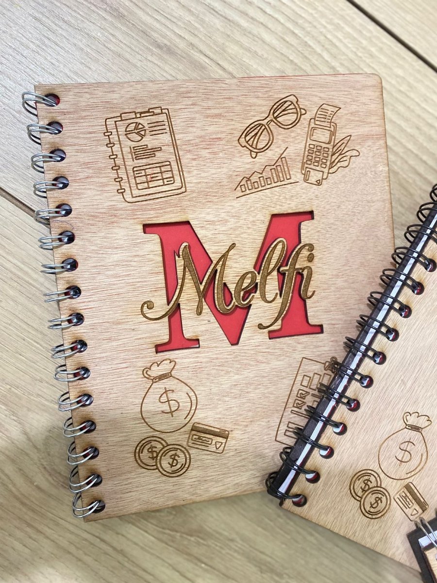 Wooden custom engraved notebook - Felt Craft RD