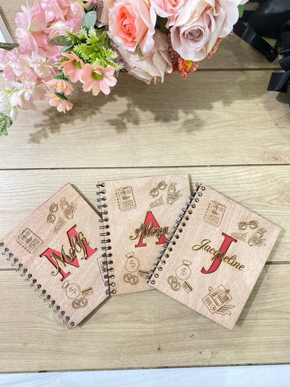 Wooden custom engraved notebook - Felt Craft RD