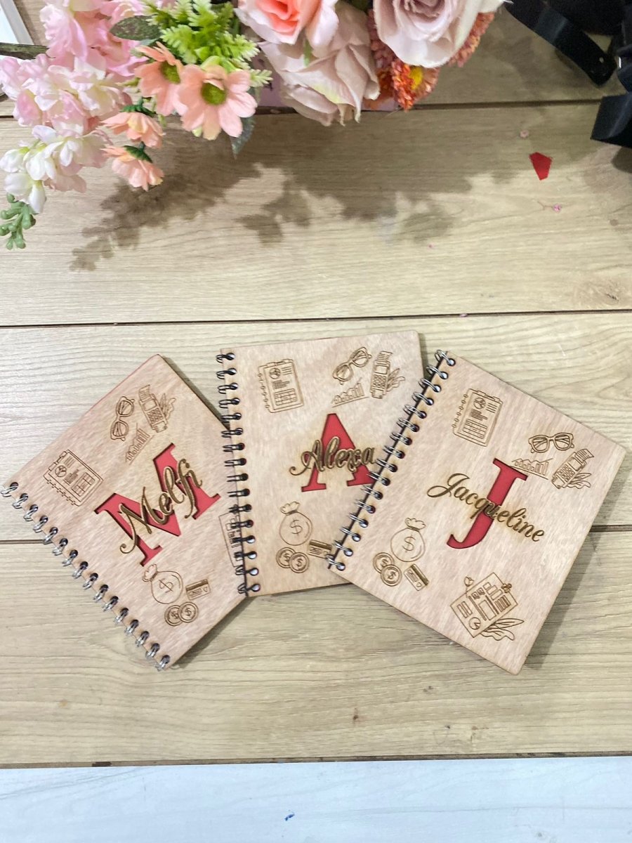 Wooden custom engraved notebook - Felt Craft RD