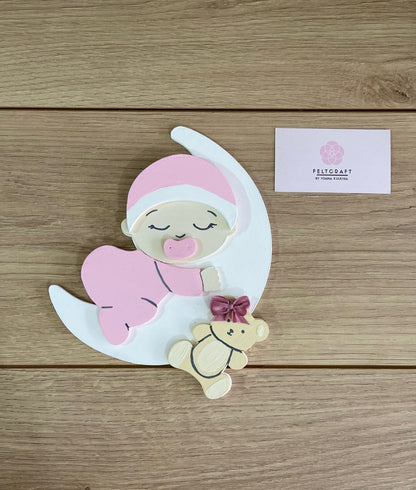 Colgante de pared de bebé con luna personalizado para decoración de bebé