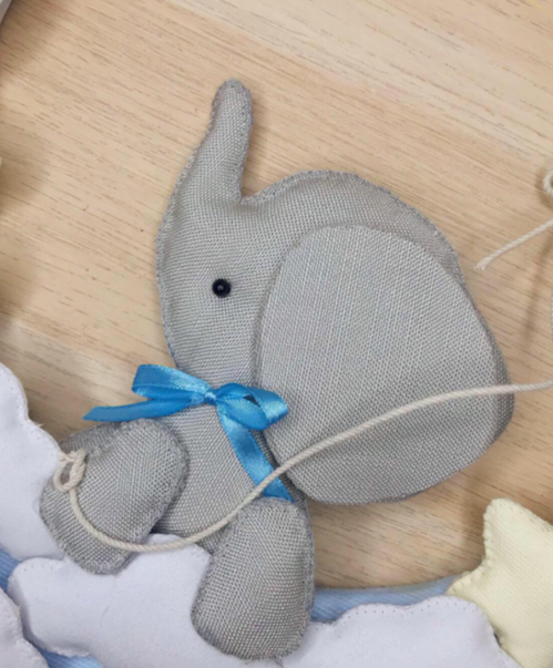 Elephant and Hot Air Balloon Baby Boy Wall Hanging