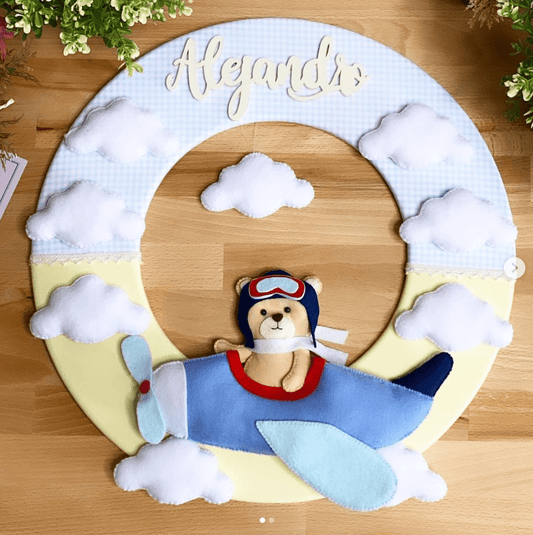 Colgante piloto aeronáutico de fieltro para habitación del bebé – Feltcraft RD