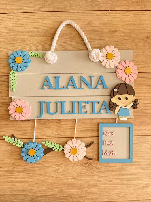 Colgante de pared de niña morena