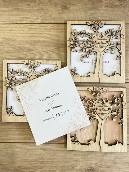 Invitación para boda personalizada de madera en Santo Domingo