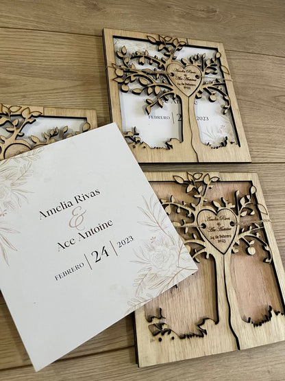 Invitación para boda personalizada de madera en Santo Domingo