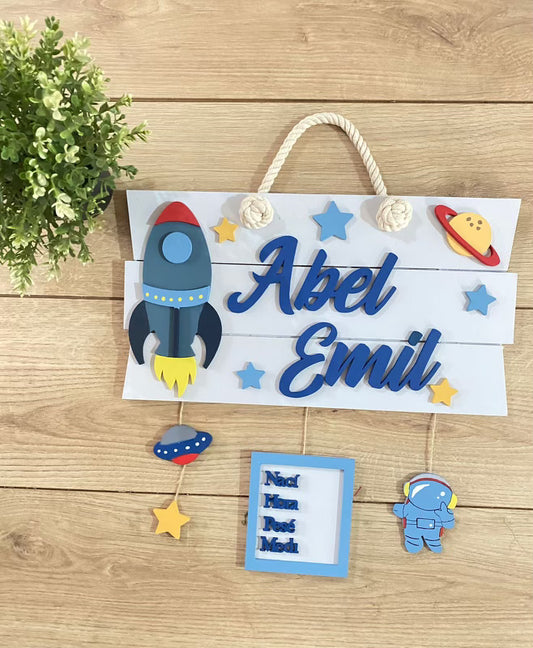 Space themed nurseryBaby Boy Wall Hanging