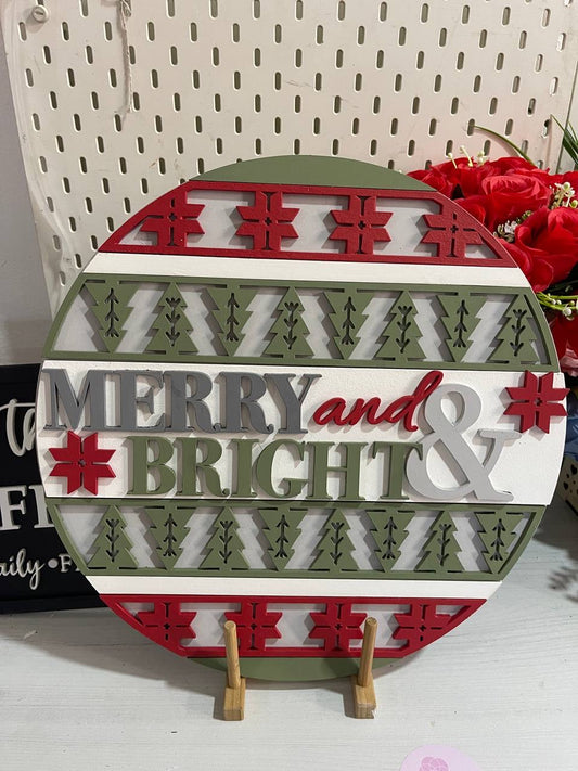 Merry And Bright Christmas Door Hanger