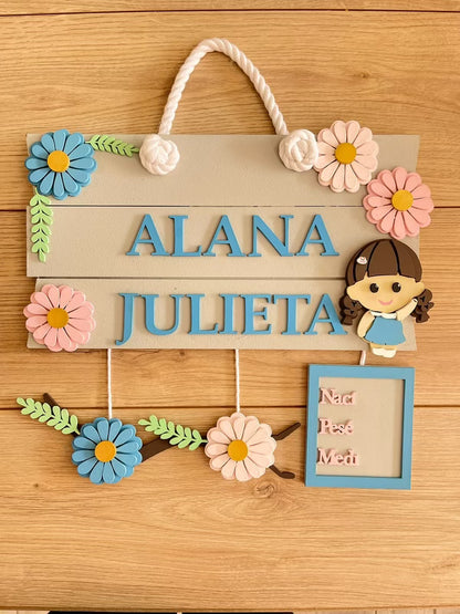 Brunette Baby Girl Wall Hanging