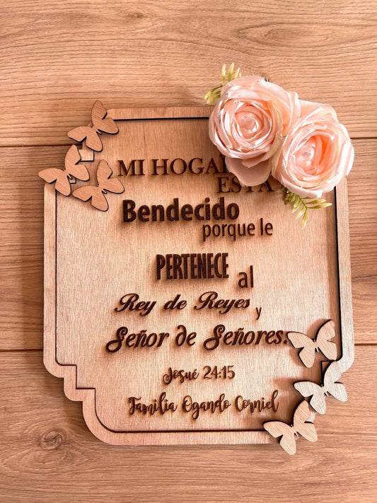 Letrero decorativo de madera con la frase Mi Hogar para pared.