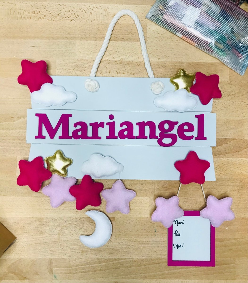 Purple and stars Baby Girl Wall Hanging - Felt Craft RD