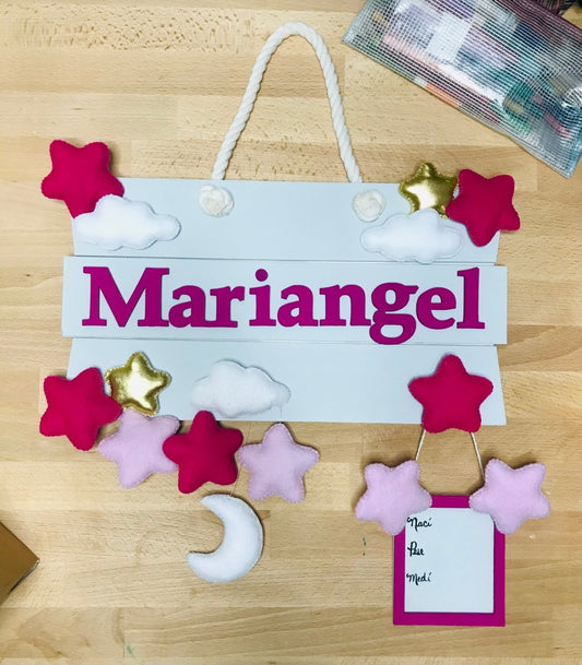 Purple and stars Baby Girl Wall Hanging - Felt Craft RD