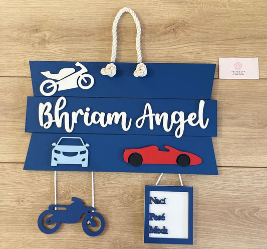 Racing Blue Baby Boy Hanger - Felt Craft RD