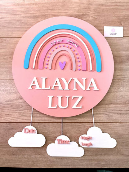 Rainbow Blue and pink Baby Girl Wall Hanging - Felt Craft RD