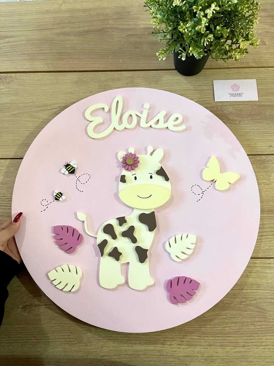 Safari nursery decor Cow Safari Baby Girl Mobile Hanger - Felt Craft RD