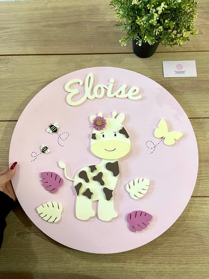 Safari nursery decor Cow Safari Baby Girl Mobile Hanger - Felt Craft RD