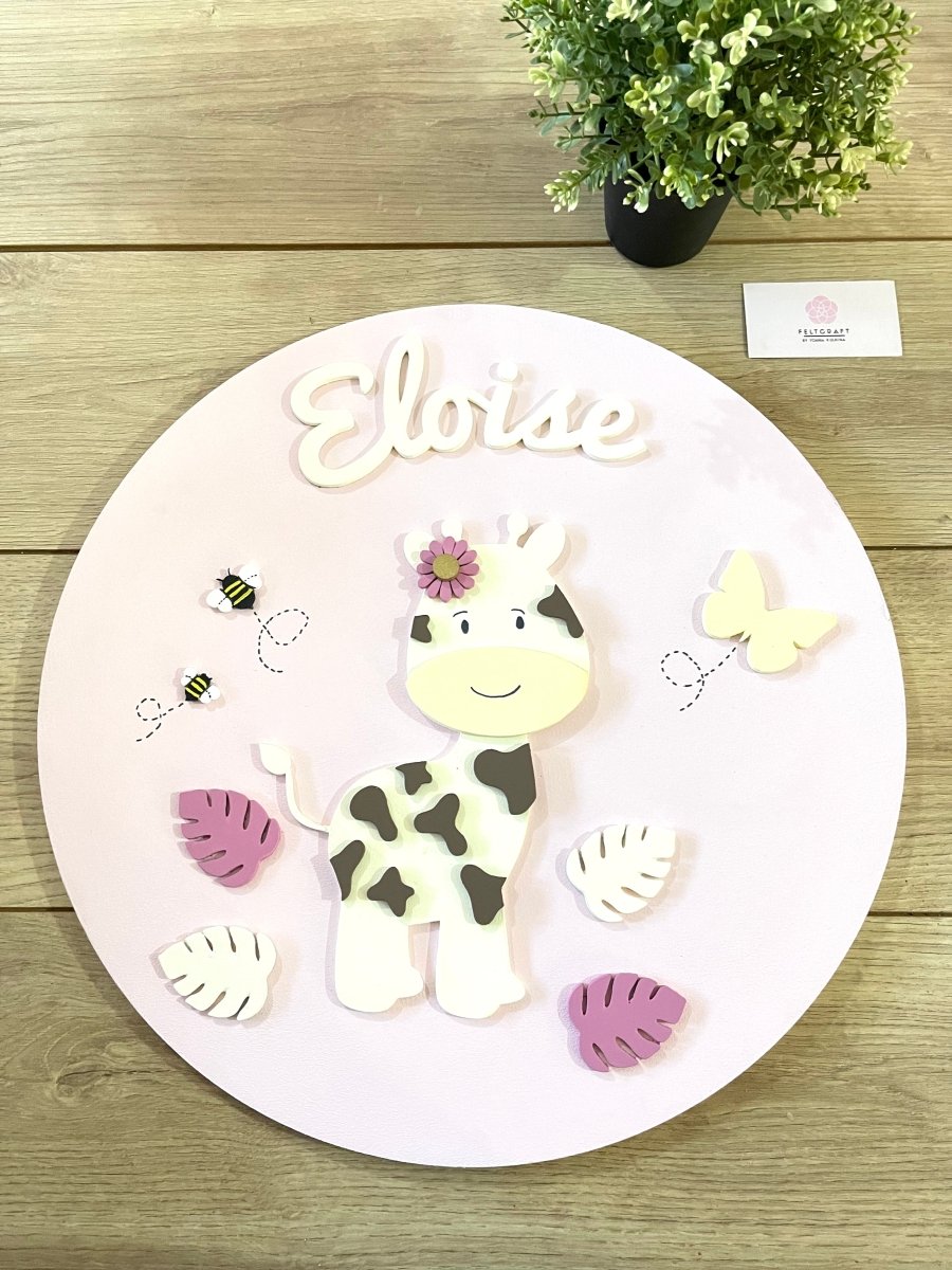 Safari nursery decor Cow Safari Baby Girl Mobile Hanger - Felt Craft RD