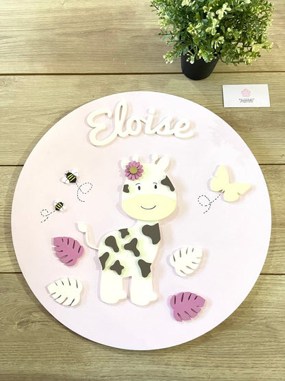 Safari nursery decor Cow Safari Baby Girl Mobile Hanger - Felt Craft RD