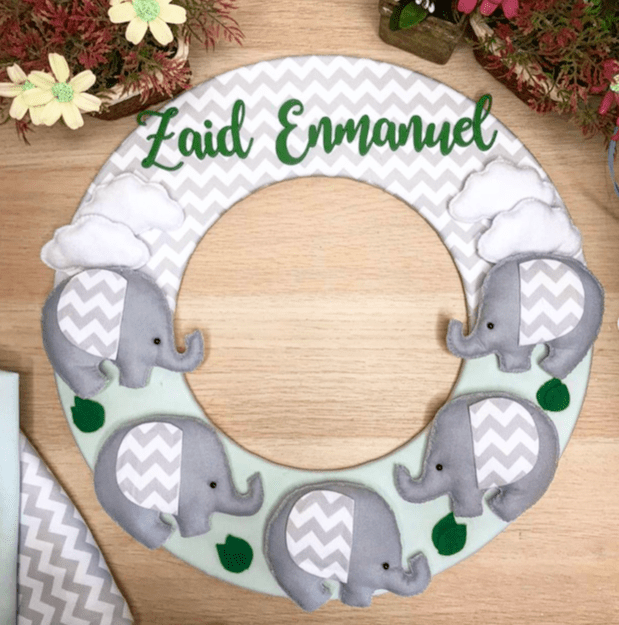 Safari nursery decor Elephant Fieltro Family Boy - Felt Craft RD